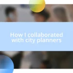 How I collaborated with city planners