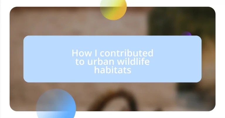 How I contributed to urban wildlife habitats