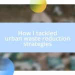 How I tackled urban waste reduction strategies