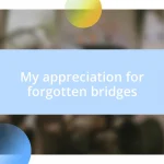 My appreciation for forgotten bridges