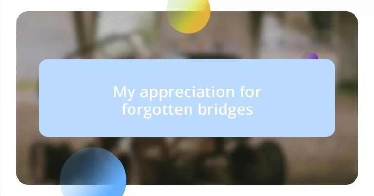 My appreciation for forgotten bridges