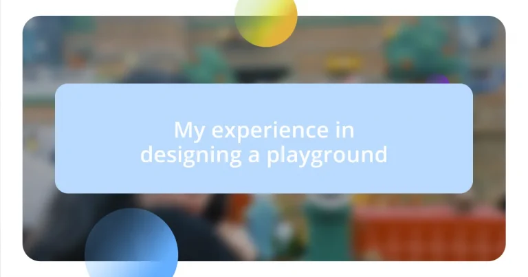 My experience in designing a playground