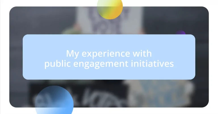 My experience with public engagement initiatives