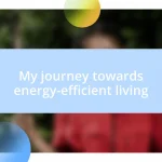 My journey towards energy-efficient living