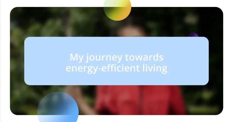 My journey towards energy-efficient living