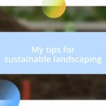 My tips for sustainable landscaping