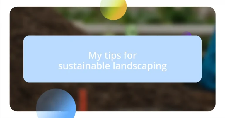 My tips for sustainable landscaping