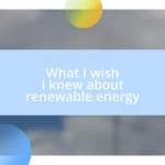 What I wish I knew about renewable energy