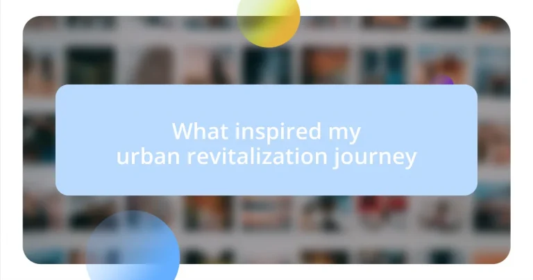 What inspired my urban revitalization journey