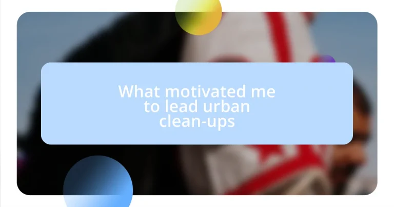 What motivated me to lead urban clean-ups