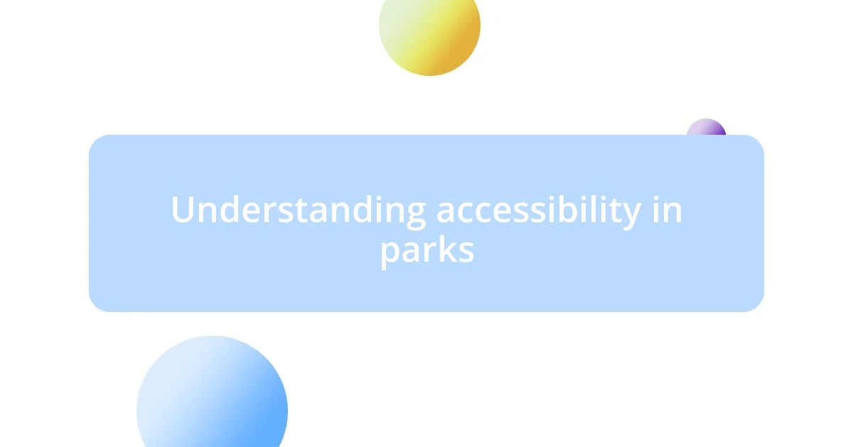 Understanding accessibility in parks